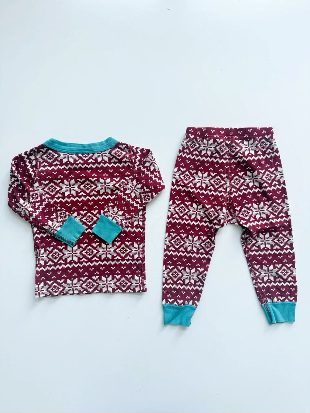 Hanna Andersson Red and White Fair Isle Holiday Pajamas size 18-24M